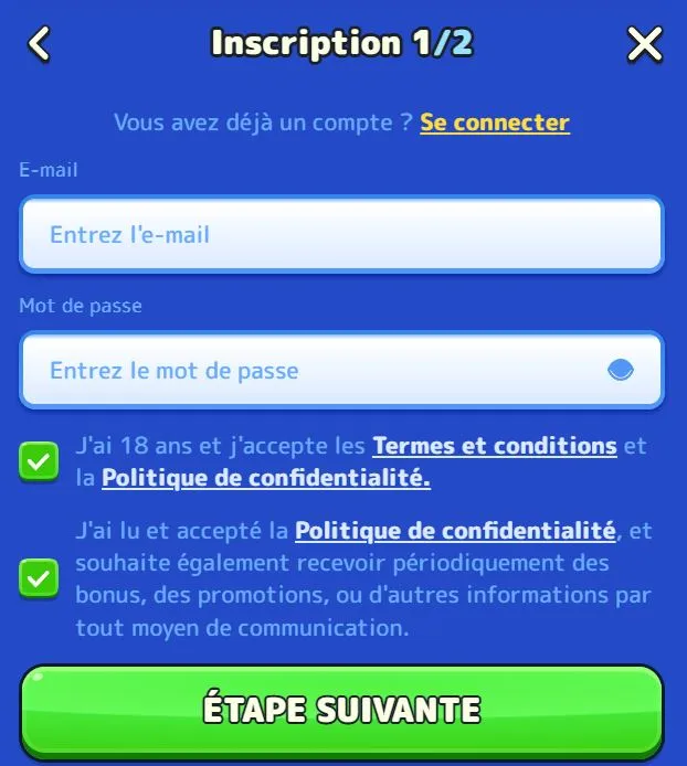 Inscription au casino Pistolo Inscription au casino Pistolo