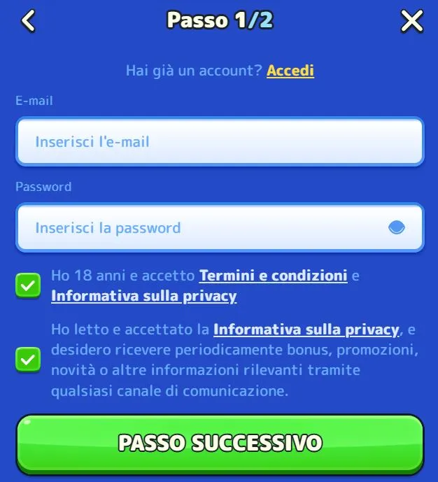 Registrazione al casinò Pistolo Registrazione al casinò Pistolo