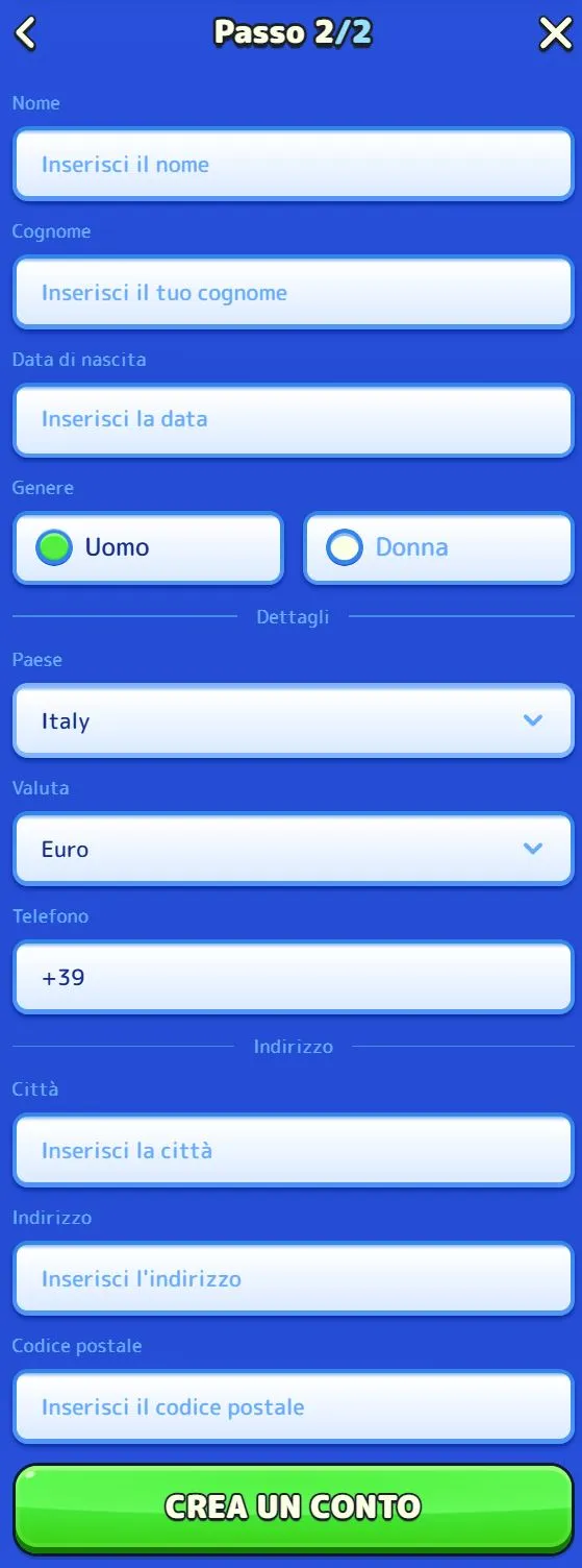 Registrazione al casinò Pistolo Registrazione al casinò Pistolo
