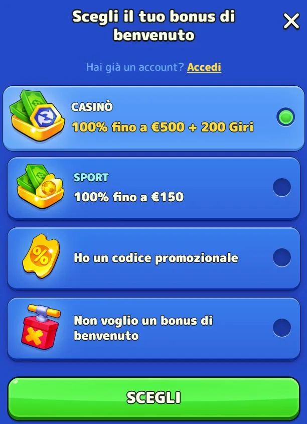 Registrazione al casinò Pistolo Registrazione al casinò Pistolo